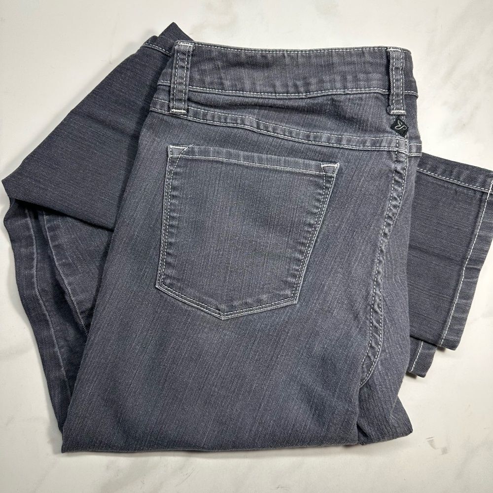 PrAna Kara Organic Cotton Blend Jeans, Denim Black/Gray, Size 8